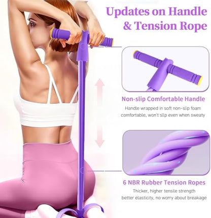 8 Tube Resistance Band with Handles,Multifunction Fitness Equipment,Durable TPE Tension Rope for Full-Body Workout, Abdomen,Waist,Arm,Leg - color: Purple