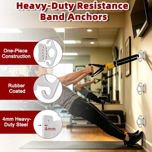 Resistance Band Wall Anchor Kit（3PCS, Wall Mount Training Anchor System for Resistance Bands, Exercise Bands, Home Gym Workout & Physical Therapy Strength Training