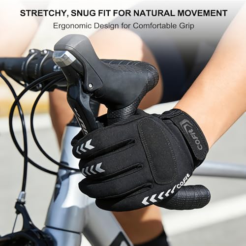 Cycling Gloves for Men Women, Full Finger Bike Gloves with Touchscreen Fingers, 4mm Padded Palm, Breathable Lightweight Bicycle Gloves with Anti-Slip Grip for Road Cycling, MTB, Commuting - size: X-Large