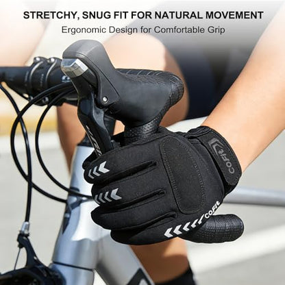 Cycling Gloves for Men Women, Full Finger Bike Gloves with Touchscreen Fingers, 4mm Padded Palm, Breathable Lightweight Bicycle Gloves with Anti-Slip Grip for Road Cycling, MTB, Commuting - size: X-Large