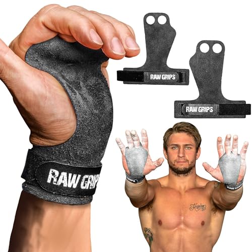 JerkFit Raw Grips 3.0, 2 Finger Leather Gymnastics Grips - Pull Up Grips for Cross Training Hand Protection - Hand Grips for Gymnastics Bars, Palm Guards for Athletes to Prevent Rips and Blisters - size: X-Large