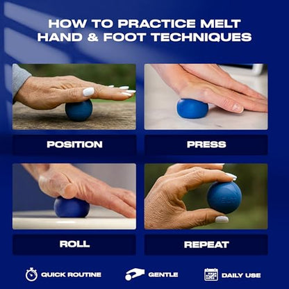 MELT Method Hand & Foot Therapy Ball Kit w/ Sensory FasciaPoint - Therapy Massage Ball Set and Massage Roller for Plantar Fasciitis, Trigger Point, & Myofascial Release - Hand & Foot Roller Massager