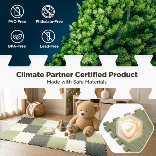 AIRHOP 18 PCS Gym Floor Mat, EVA Foam Puzzle Gym Mat, High-Density Interlocking Foam Floor Tiles for Home Gym, Play Workout Garage Kitchen Flooring 12.6"x12.6"x0.4"