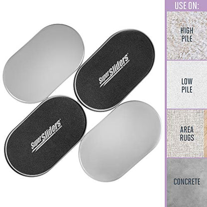 Super Sliders4744095N Reusable XL Heavy Furniture Sliders for Carpet- Quickly and Easily Move Any Item, 9-1/2" x 5-3/4' Gray (4 Pack)