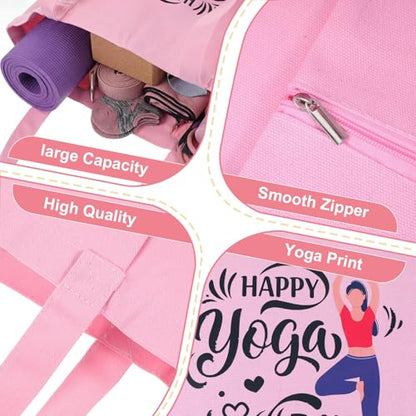 2 Pack Yoga Mat Bags Tote Canvas Gym Tote Bags Gift for Women Pilates Mat Carrier Carryall Shoulder Bag for Office, Workout, Pilates, Travel, Beach and Gym Gift for Yoga Lover Mothers Day