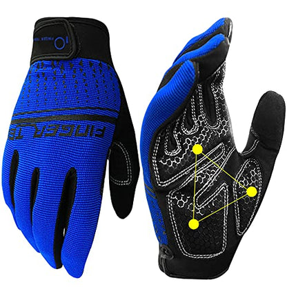 FINGER TEN Workout Gloves Full Finger with Padding 1 Pair - color: Blue, size: Small
