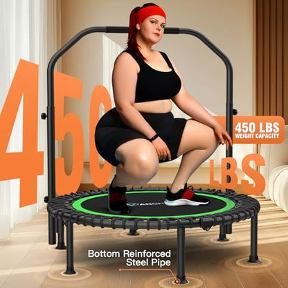 ANCHEER 40"/48" Foldable Mini Trampoline with Adjustable Handle for Adults - color: Deep Green, size: 40 inch