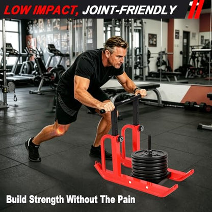 Heavy-Duty Adjustable Training Sled, 5-Level Height Adjustment, Push/Pull Dual-Use, Compatible with 1" & 2" Weight Plates, Strength & Speed Training for Soccer, Fitness & Conditioning, All-Ages