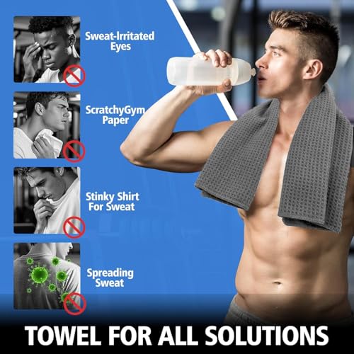 Microfiber Gym Towels for Working Out, Quickly Dry Yoga Towels for Men & Women Tennis, 16 Inch x 27 Inch, 6 Pack, Grey - color: Grey