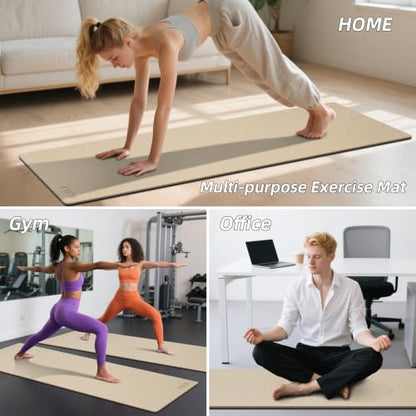 ILILI 10mm Extra Thick, TPE Yoga Mat, 76×28 Inch Extra Long, Carrying Strap - color: Beige+Black
