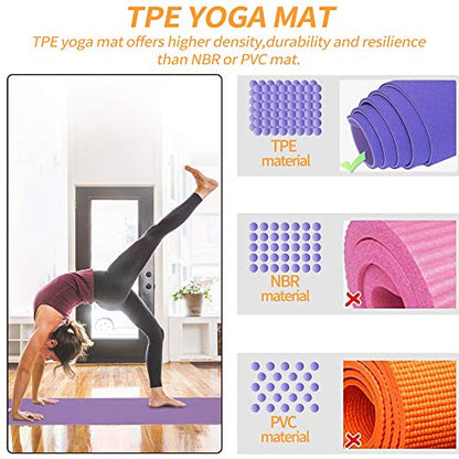 Yoga Starter Kit - 11-Piece Set with Yoga Blocks, Strap, Ball, Mat, Carrying Strap, Net Bag, Cooling Towel