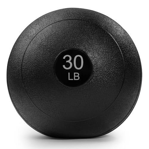 Sunny Health & Fitness Ultra-Durable Slam Ball, Sand Filled No-Bounce Core, Non-Slip Grip – Available in 10–50 lbs