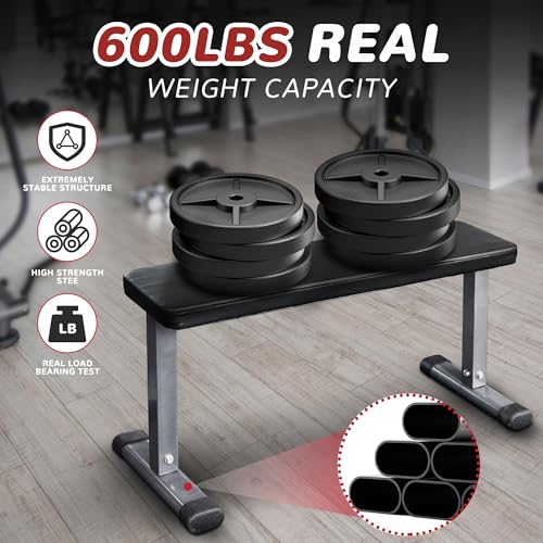 Fitvids Flat Utility Weight Bench for Home Gym Weight Training – Ab Exercises and Flat Exercise – nan – Gray/Black
