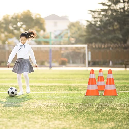 Alipis Football Training Marker Bucket and Roadblock Cones, 9-inch Orange Plastic Agility Football Obstacle Markers, 2pcs Set for Soccer Practice and Field Drills