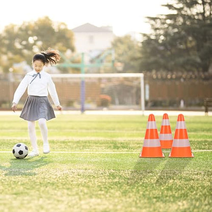 Alipis Football Training Marker Bucket and Roadblock Cones, 9-inch Orange Plastic Agility Football Obstacle Markers, 2pcs Set for Soccer Practice and Field Drills