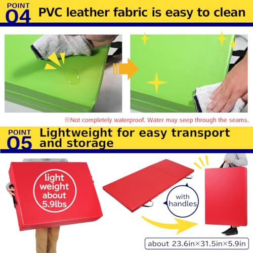 KaRaDaStyle Gymnastics Mat Folding Stretch Mats 71"x31"x2" Exercise Muscle Training Children Play Horizontal Bar Mat Yoga Sports Soundproof Home Use - color: Beige/3-fold