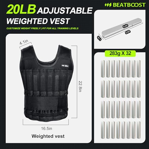Weighted Vest Men 20lb/30lb/40lb/50lb/60lb Adjustable Weight Vest with Steel Plates Weight for Running Workout