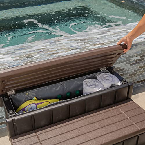 XtremepowerUS Universal 2 Slip-Resistant Spa & Hot Tub Step Outdoor Indoor Stool Pool Ladder Compartment Spa Step 36" Inches Long with Storage, Brown/Black - color: Brown