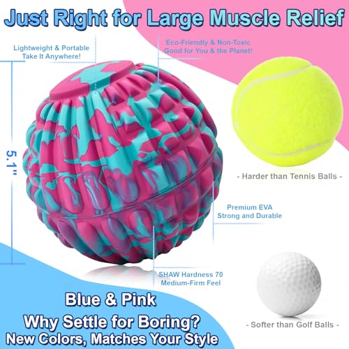Deep Tissue Massage Ball for Exercise & Recovery - SGS Certification - Targets Back, Shoulder, Legs&Feet - Relieves Muscle Knots, Joint Pain&Tightness, Pressure Point Therapy- Myofascial Release Ball - color: Blue&pink, size: Set | 2.8 & 5.1 Inch