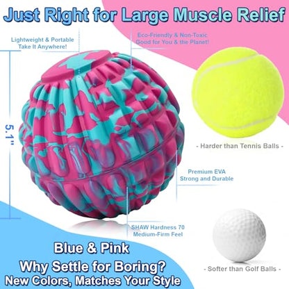 Deep Tissue Massage Ball for Exercise & Recovery - SGS Certification - Targets Back, Shoulder, Legs&Feet - Relieves Muscle Knots, Joint Pain&Tightness, Pressure Point Therapy- Myofascial Release Ball - color: Blue&pink, size: Set | 2.8 & 5.1 Inch