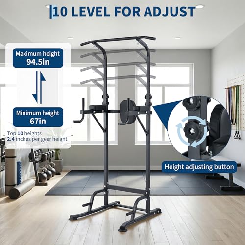 Adjustable Power Tower Pull Up Dip Station Multifunction Strength Training
