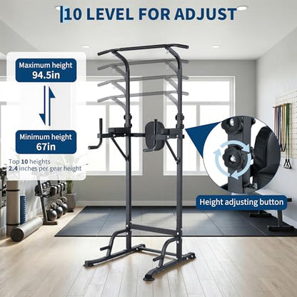 Adjustable Power Tower Pull Up Dip Station Multifunction Strength Training