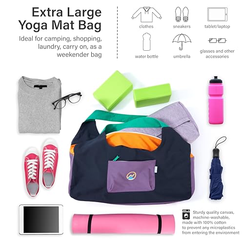 Yoga Bags and Carriers Fits All Your Stuff, Extra Large Yoga Mat Bag Full Zip Yoga Mat Bag with 3 Zipper pockets - color: Black-Multicolor