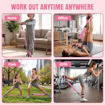 Pedal Resistance Band 40/50/60 lbs with Handles and Ankle Cuffs, 3-Tube Adjustable Exercise Bands for Women’s Home Workout, Abs, Core, Arm, Leg and Hip Training