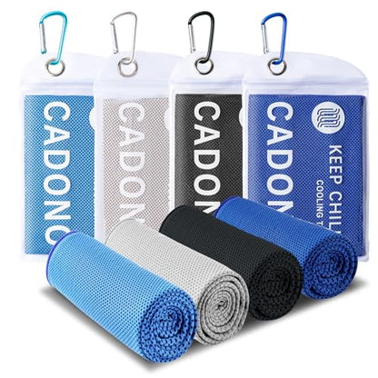 4 Pack Cooling Towel (40"x12"), Soft Breathable Chilly Towel, Ice Towel - color: Light Blue/Grey/Deep Blue/Black