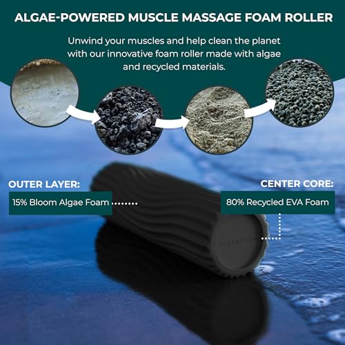 Ripple Travel Foam Roller (11" x 3.35") Firm Mini Foam Roller for Physical Therapy, Deep Tissue Massage, Back Pain - High Density, Ergonomic Wave Textured, Yoga, Pilates, Exercise (Charcoal) - color: Charcoal