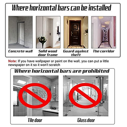 Chin Up Bar Portable Door Pull Up Bar, Indoor No Screw Wall Mounted Strength Training Bar with Kids Rings and Swing, 68-160cm (Size : 95-135CM)