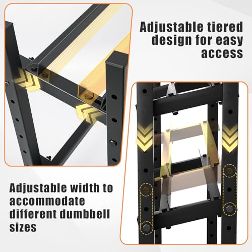 Dumbbell Rack 3-Tier Adjustable Dumbbell Rack Suitable for Dumbbells, Kettlebells, and Other Compact Weights Space-Saving Dumbbell Storage Rack - 1000LBS Capacity - size: STANDARD Rack