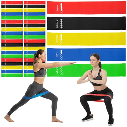40 Pcs Resistance Bands Bulk, Loop Exercise Bands Set for Gym Members Sports Class Students Gift, 5 Pieces Each Set with Storage Bag, Fitness Bands for Outdoor Home Gym Yoga Pilates