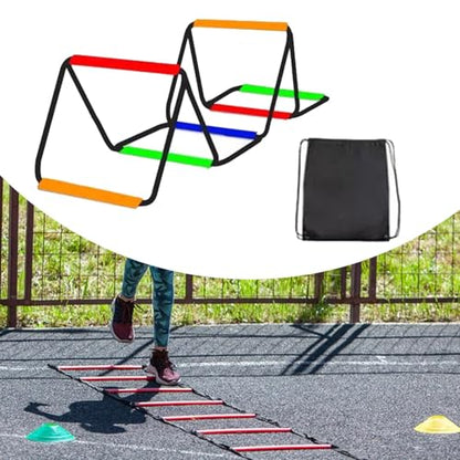 Agility Ladder Soccer Ladder Power Ladder Carbon Steel Material Easy Assembly Suitable for Football Basketball Rugby Volleyball - size: 6 Grids With Bag