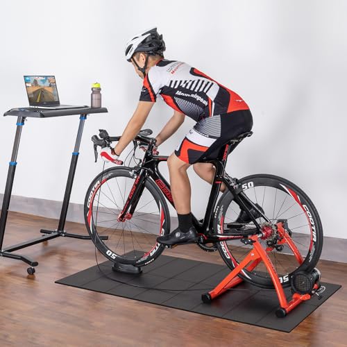 CXWXC Exercise Bike Mat 29.5” x 63” - Bike Trainer Floor Mat for Indoor Riding - Heavy Duty Fitness Equipment Mat for Treadmill Spin, Peloton, Stationary, Exercise Bike