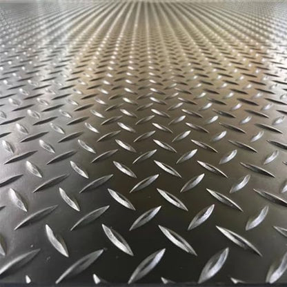 Heavy Duty Diamond-Plate Rubber Flooring Roll 4x6 FT, Multi-Purpose Waterproof Anti-Slip Floor Mat, Easy to Clean Under Equipment, Mats for Garage, Gym, Stable, Basement, Kennel - size: 4 ft x 6 ft x 0.1 in