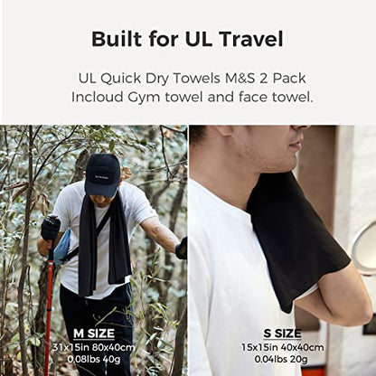 Bee Nesting Ultralight Quick Dry Towel - Medium&Small 2 Pack Microfiber Towels with Compact Packable Pocket for Lightweight Backpacking Travel, Beach, Gym, Camping & Hiking(Gray, M&S 2 Set) - color: Gray, size: M&S