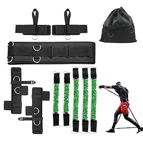 Boxing Resistance Bands Set for Speed and Agility, Workout Band Ankle Exercise Bands Legs Ankle Straps for Resistance Training Enhance Explosive Power - color: Green-300lbs