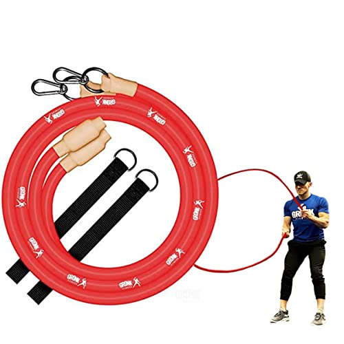 Gronk Fitness Inertia Wave Edition | Dynamic Rubber Battle Ropes Alternative for Home and Gym | Maximize Calorie Burn | Revolutionary Fitness Equipment for Abs and Full Body Workout - color: Red