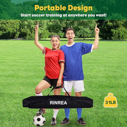 Portable Soccer Goal, Collapsible Soccer Goal Net Metal Base, Quick Setup Soccer Training Equipment with 1 Carry Bag, 1 Agility Ladder, 4 Ground Nails - color: 14×7ft Yellow