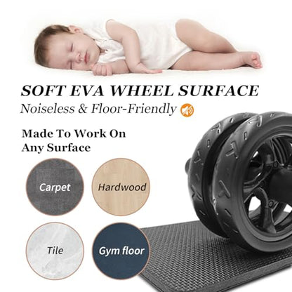 Ab roller wheel with knee pad for abdominal exercise core workout weight loss no noise easy to assembling light weight perfect home gym equipment for men & women