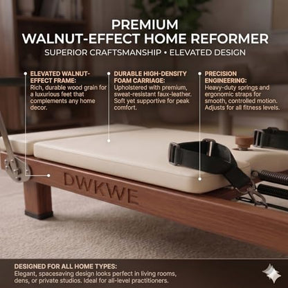 Foldable Pilates Reformer –90% Pre-Assembled Home Gym Women Men Workouts Bundle, Dual Resistance System (Springs + Latex), Jumpboard & Adjustable Foot Bar for All Levels - size: 88"L × 21.3"W × 11"H