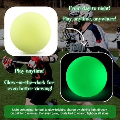 Soulchen Glow in The Dark Lacrosse Ball Official Size Night Practice Training Sport Ball for Indoor Outdoor Sports Gifts