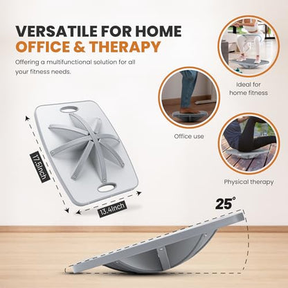 Professional Wooden Balance Board, 360 Degree Portable Wobble Board with Comfortable Surface, Standing Desk Rocker Board for Physical Therapy, Core Strength Stability Training