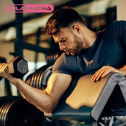 HolaHatha Hexagonal Rubber Dumbbell Weights Set, Home Gym Equipment - style: 25lb Pair