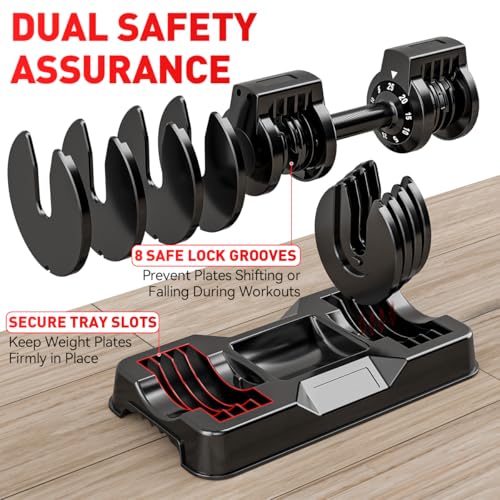 Adjustable Dumbbell Set of 2, 50/100/110lbs Free Weights Dumbbell Set - size: 25LBS Pair - A