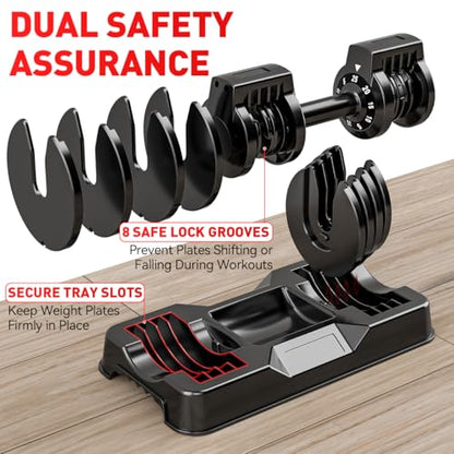Adjustable Dumbbell Set of 2, 50/100/110lbs Free Weights Dumbbell Set - size: 25LBS Pair - A
