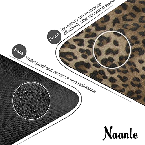 Naanle Leopard Yoga Mat with Carrying Bag Set, Leopard Print Exercise Mat Foldable Non Slip Travel Lightweight Workout Rug for Home Gym Yoga Pilates Stretching Floor Fitness 71x26 in - color: White 02