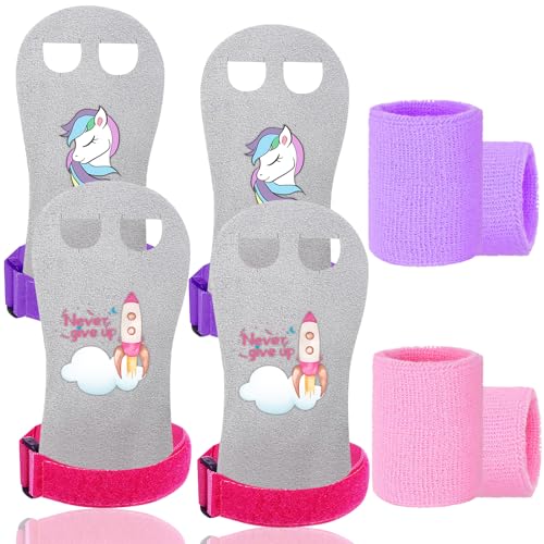 Amrta Gymnastics Grips with Wristbands for Girls 2 Pair - color: Pony&Never Give Up, size: Medium