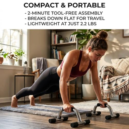 Enhance Upper Body Strength: Training Push Up Bars for Shoulders, Chest & Core - Non-Skid Feet, Compact & Portable
